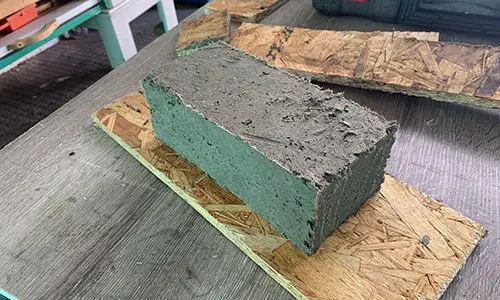 papercrete brick before drying