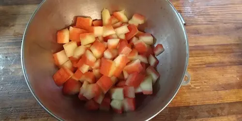How To Pickle Watermelon Rind The Amish Way - draining watermelon rinds