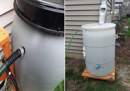 DIY Ingenious Rainwater Harvesting Systems - gray barrels