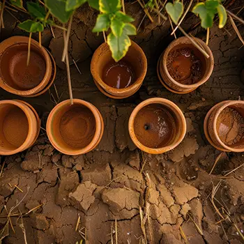 you can use clay pots as Ollas for Watering Plants