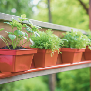 herbs in gutter garden