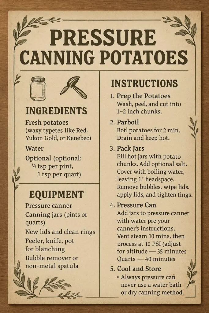 pressure canning potatoes
