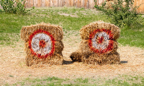 hay bales for an archery range