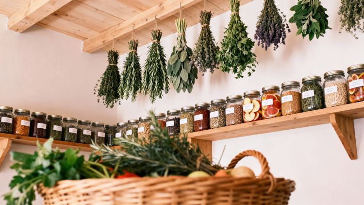 hanging dried herbs