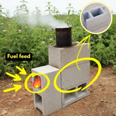 cinder blocks rocket stove