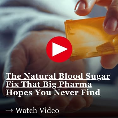 The Natural Blood Sugar Fix That Big Pharma Hopes You Never Find Close-up of a hand holding a small orange supplement packet between two fingers.