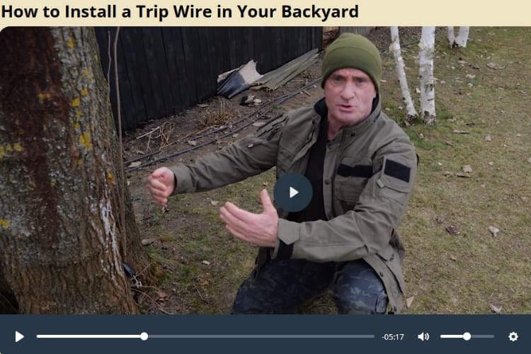 Home Defense Academy Video about how to install a trip wire in your backyard