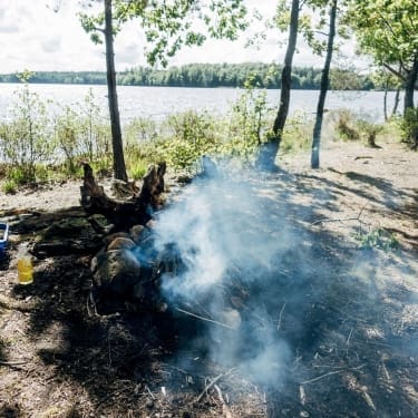 smoldering fire with a lot of smoke