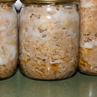 photo of 3 jars with canned meat