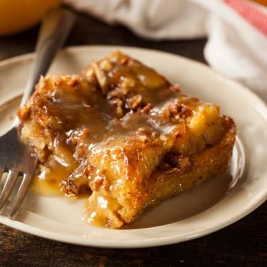 Bread pudding on a plate