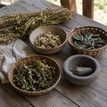 3 bowls with dired plants