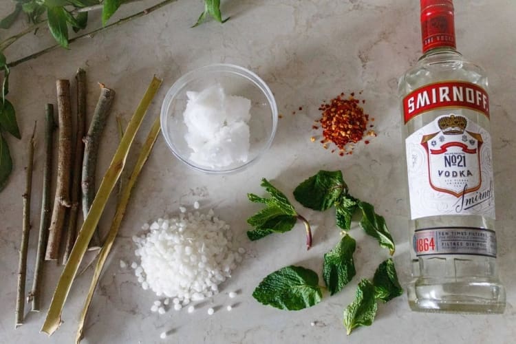vodka, herbs, and salt for the recipe