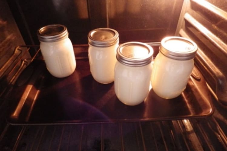 YOGURT JARS IN OVEN