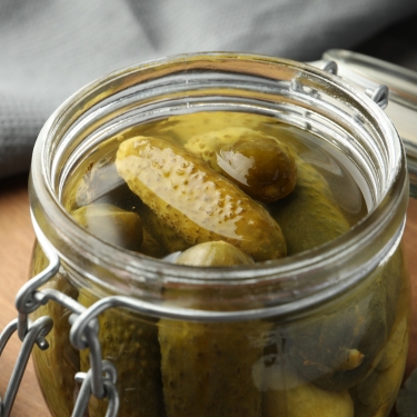 pickled cucumber open jar