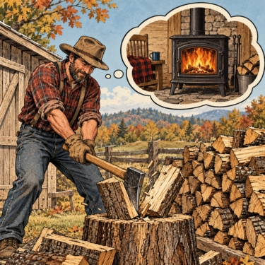 splitting wood 