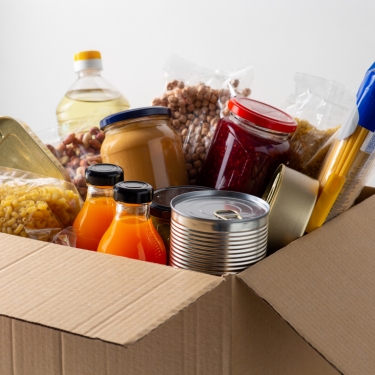 box with canned foods